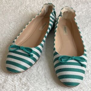 👠 LK Bennett shoes - Ballerina Flats - Green & White Stripes with Bow
